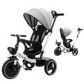 Baby Tricycle,6-In-1 Baby Push Bike Steer Stroller,Learning Toddler Bike/Detachable Guardrail,Adjustable Canopy,Safety Harness,Folding Pedal,Storage Basket,Brake,Shock Absorption